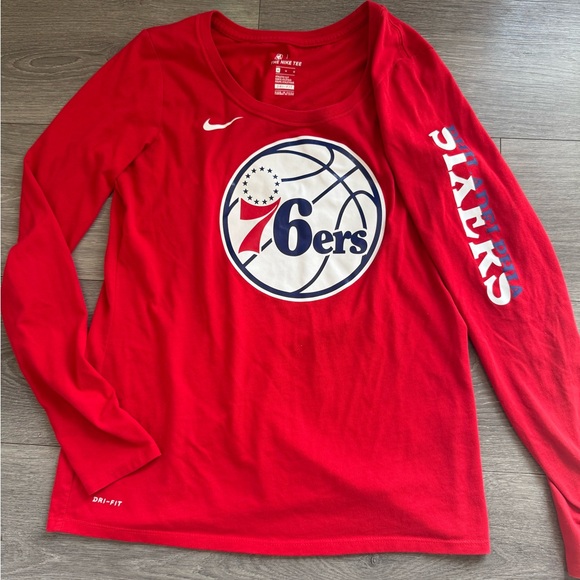 Nike Tops - Nike Philadelphia 76ers Womens Long Sleeve Dri-FIT Shirt Red Medium NBA Tee